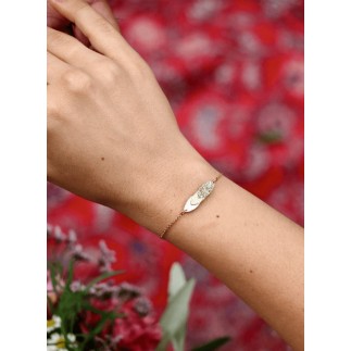 Bracelet Volta Blanc, Or et Paillettes réalisé artisanalement à partir de chutes de cuir issues de Hautes Maisons Françaises.