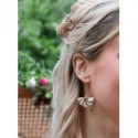 Boucles d'oreilles Louga Goutte Blanc Paillettes réalisées en chutes de cuir par la marque française May & June
