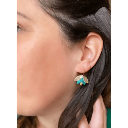 Boucles d'oreilles en cuir Jourdain - Terracotta et Paillettes