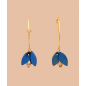 Boucles d'oreilles en cuir Koura - Bleu Irisé