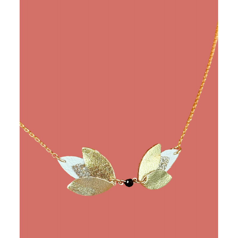 Collier Narva - Blanc, Or, Paillettes